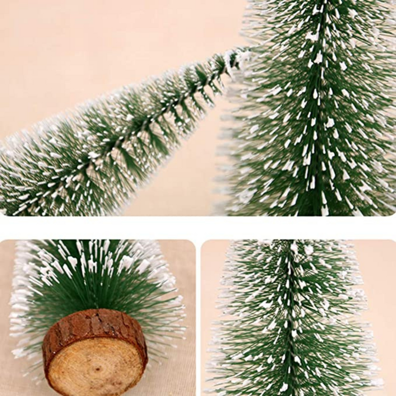 Mini Árvore de Natal, Pequeno Pinheiro com Bases de Madeira para Festa de Natal