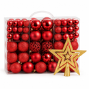 Bolas de Natal Lisas, Foscas e com Glitter - Kit 100 com Estrela