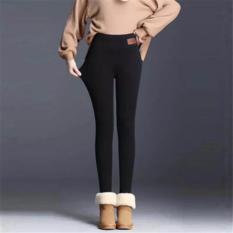 Legg leggings forradas de inverno feminino - calças térmicas