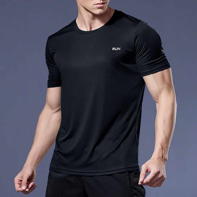 Camiseta Masculina em Seda Gelo de Secagem Rápida Respirável