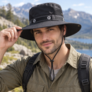 Chapéu Masculino de Pesca Aba Larga Respirável com Proteção UV