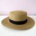 Chapéu Feminino de Praia Estilo Paris com Faixa Aba Média Dobrável
