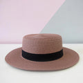 Chapéu Feminino de Praia Estilo Paris com Faixa Aba Média Dobrável