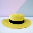 Chapéu Feminino de Praia Estilo Paris com Faixa Aba Média Dobrável