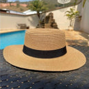 Chapéu Feminino de Praia Estilo Paris com Faixa Aba Média Dobrável