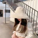Chapéu Feminino de Verão com Aba Larga Dupla Face Dobrável