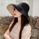 Chapéu Feminino de Verão com Aba Larga Dupla Face Dobrável
