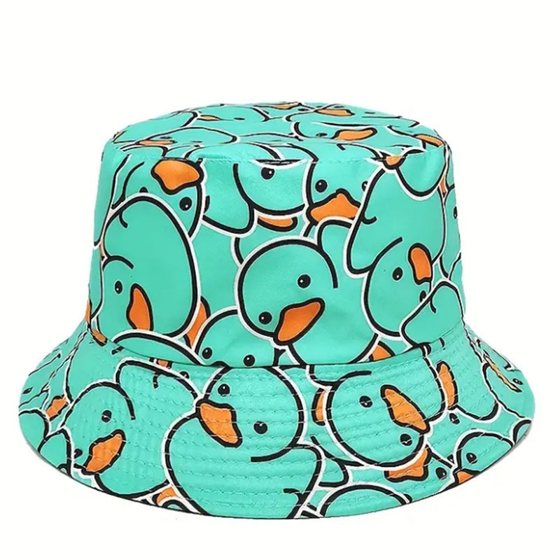 Chapéu de Verão Unissex com Estampa de Pato Dupla Face