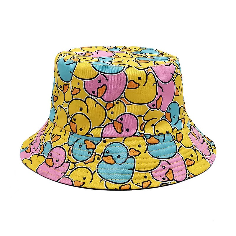 Chapéu de Verão Unissex com Estampa de Pato Dupla Face