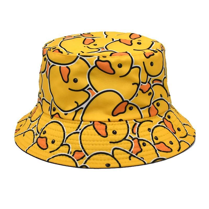Chapéu de Verão Unissex com Estampa de Pato Dupla Face
