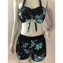 Conjunto Biquíni Feminino 3 Peças Estampado com Shorts