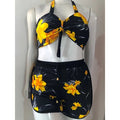 Conjunto Biquíni Feminino 3 Peças Estampado com Shorts