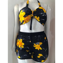 Conjunto Biquíni Feminino 3 Peças Estampado com Shorts