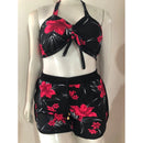 Conjunto Biquíni Feminino 3 Peças Estampado com Shorts