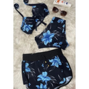 Conjunto Biquíni Feminino 3 Peças Estampado com Shorts