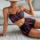Conjunto Biquíni Feminino Cintura Alta Estilo Boxer Estampado
