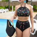 Conjunto Biquíni Feminino Cintura Alta com Top Faixa