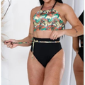 Conjunto Biquíni Feminino Cintura Alta com Top Faixa