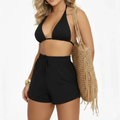 Conjunto Biquíni Feminino Cortininha com Shorts Saída de Praia