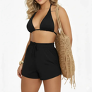 Conjunto Biquíni Feminino Cortininha com Shorts Saída de Praia