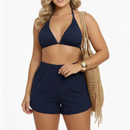 Conjunto Biquíni Feminino Cortininha com Shorts Saída de Praia