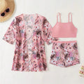 Conjunto Biquíni Tropical com Kimono e Short
