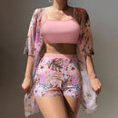 Conjunto Biquíni Tropical com Kimono e Short