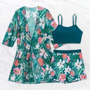 Conjunto Biquíni Tropical com Kimono e Short