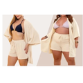 Conjunto Feminino Kimono Manga Flare + Short Saída de Praia