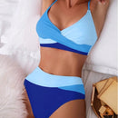 Conjunto de Biquíni Feminino Cintura Alta com Design Cruzado