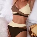 Conjunto de Biquíni Feminino Cintura Alta com Design Cruzado