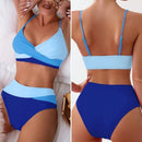 Conjunto de Biquíni Feminino Cintura Alta com Design Cruzado