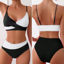 Conjunto de Biquíni Feminino Cintura Alta com Design Cruzado