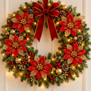 Flores de Natal para Árvore Vermelhas e Douradas com Glitter 14cm - Kit 20 Flores