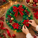 Guirlanda de Natal Verde Estruturada para Porta - Kit 2 Unidades