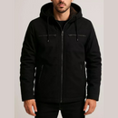 Jaqueta Masculina em Sarja com Capuz e Bolsos Forrados