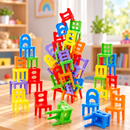 Jogo de Equilíbrio com Cadeiras Coloridas - Kit 42 Peças
