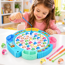 Jogo de Pesca Infantil Elétrico Musical com 45 Peixes e 4 Varinhas