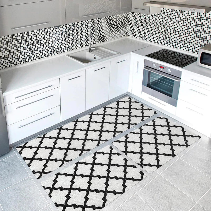 Kit 3 Tapetes Estampados para Cozinha Antiderrapante
