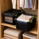Kit 6 Caixas Organizadoras Pretas 30L com Tampa e Trava