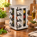 Kit Porta Temperos 12 Potes com Suporte Giratório em Inox