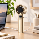 Mini Ventilador Turbo Portátil Recarregável 120 Velocidades Display LED