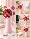 Mini Ventilador Portátil Recarregável de Mão e Mesa USB