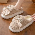Pantufa Feminina Peluciada com Laço para Inverno