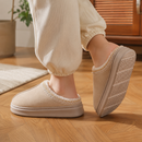 Pantufa de Couro Unissex Forrada em Lã Antiderrapante para Inverno