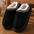 Pantufa de Couro Unissex Forrada em Lã Antiderrapante para Inverno