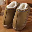 Pantufa de Couro Unissex Forrada em Lã Antiderrapante para Inverno