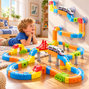 Pista de Trem Magnética Elétrica 3D Recarregável - Kit 80 Peças