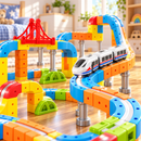 Pista de Trem Magnética Elétrica 3D Recarregável - Kit 80 Peças