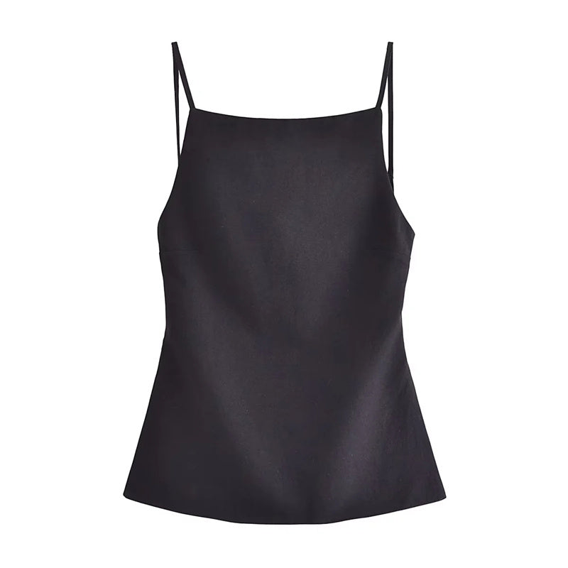 Regata Feminina Elegante com Costas Nua e Gola Reta